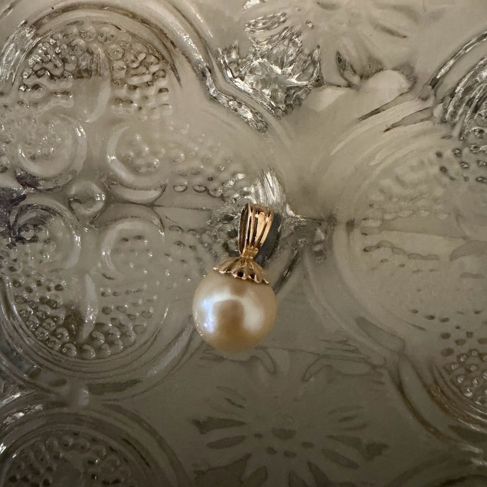 Vintage 14kt solid yellow gold and pearl pendant - Picture 3 of 5